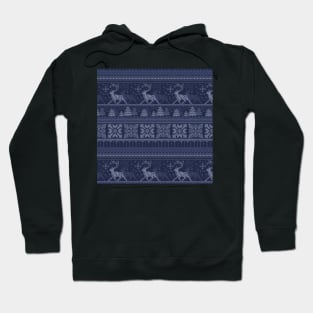 Knitted blue christmas pattern Hoodie